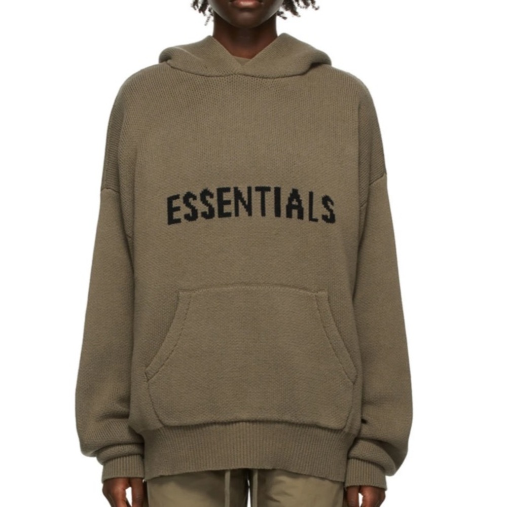 FEAR OF GOD ESSENTIALS KNIT HOODIE TAUPE